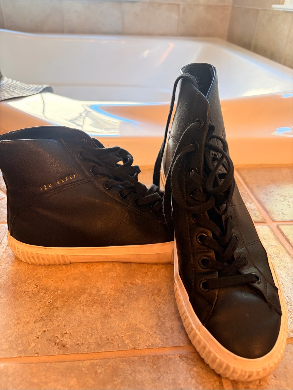 Ted Baker Black High-Top Sneakers with White Sole